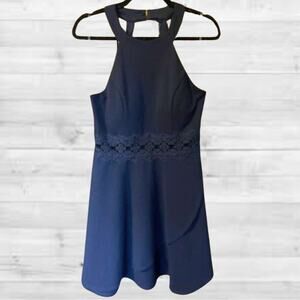 NWT Halter Neckline Satin A Line Homecoming Formal Dress, Open Back, Size 11